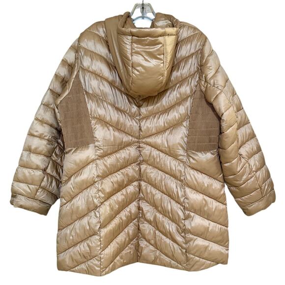 Lane Bryant Prima Puffer Plus 18/20 Gold Frappe Hood Packable Stretch Warm - Picture 8 of 9